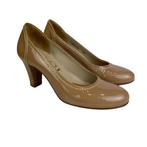 AGL Attilio Giusti Leombruni Pumps 5 Nude Patent Leather Heel 35‎ Italy
